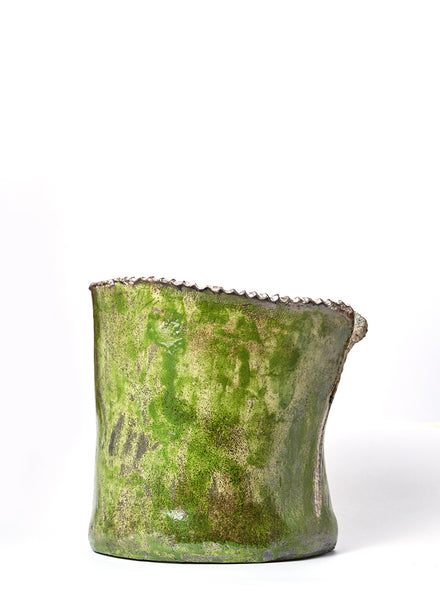 grande vaso fatto a mano in ceramica raku. verde e bianco grande vaso fatto a mano in ceramica raku. verde e bianco craquelé