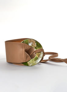 Cintura Collana in similpelle con fibbia in ceramica raku