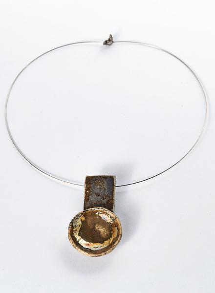 collana fatta a mano in ceramica Raku oro
